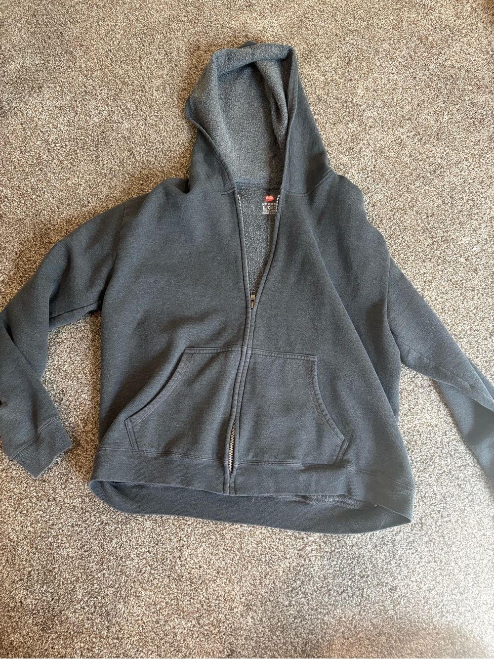 Charcoal Zip-Up Hoodie with Hood